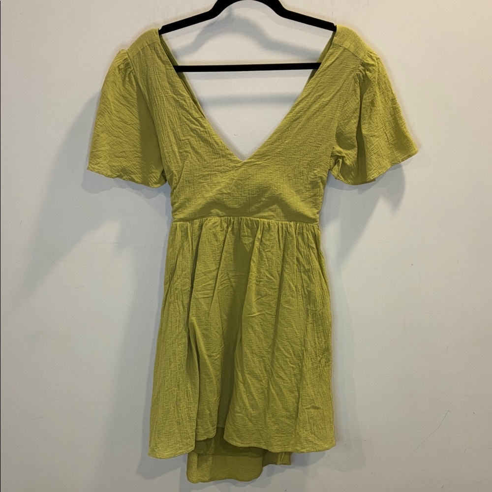 Wishlist Apparel Cotton Open Cross Back Olive Green Dress Size Large